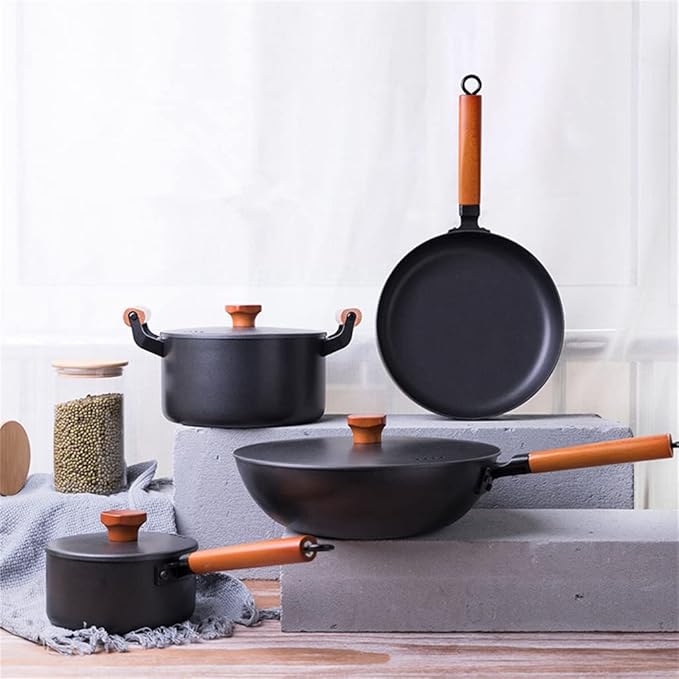 Cookware Set 7 Piece Cast Iron Pot Household Uncoated Pan Non-Stick Induction Set Suitable For Kitchenware Feature:
