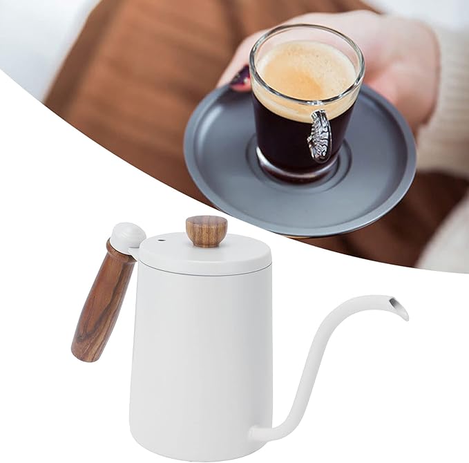EVTSCAN Pour Over Kettle 5Pcs/Set Pour Over Coffee Maker Set Brewing Drip Coffee Coffee Pot Filter Funnel Kit Gift(White)