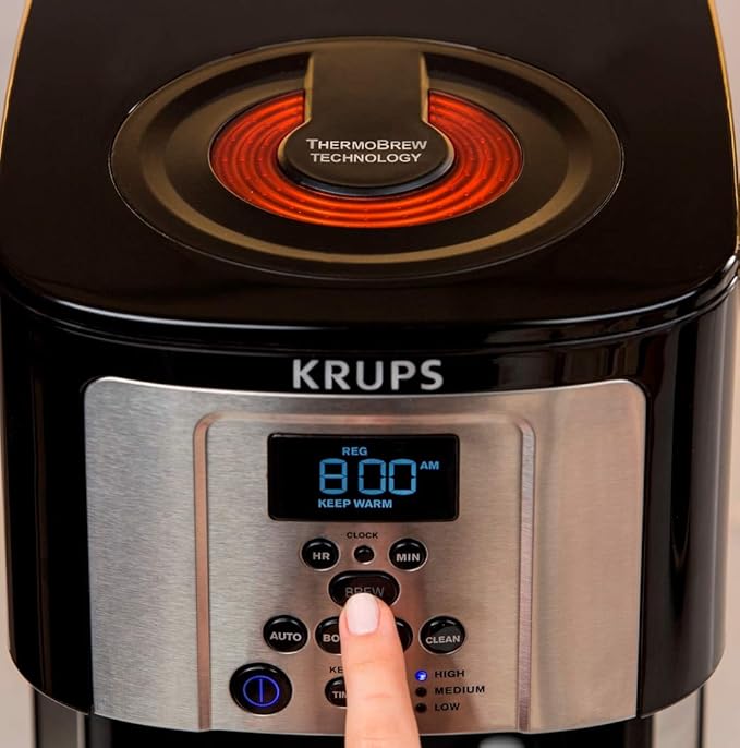 KRUPS Thermobrew EC324050 Savoy Programmable Coffee Maker 14 Cup 9.6 X 8.3 X 14.2 In Black &amp Silver