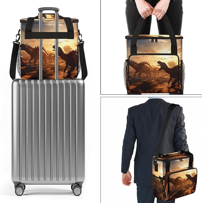 Sunset Dinosaur Coffee Maker Carrying Bag Portable Travel Storage Tote Bag Compatible with K-Mini or K-Mini Plus Single Serve Coffee Brewer Carrying Case with Multiple Pockets &amp Shoulder Strap