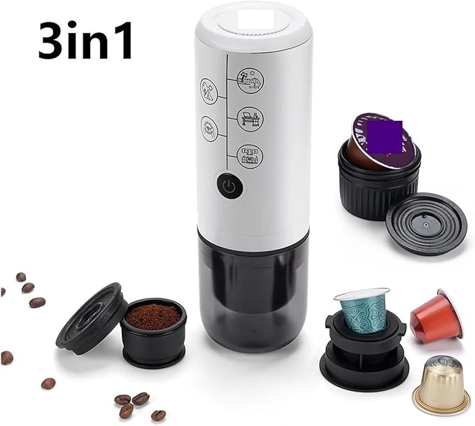 Portable Coffee Machine 3 In 1 Portable Espresso Machine For Powder Capsule Coffee Bag And Ground Coffee Suitable For Car Home Camping Machine for Outdoor Travel Picnic(BLACK Packaging 1)