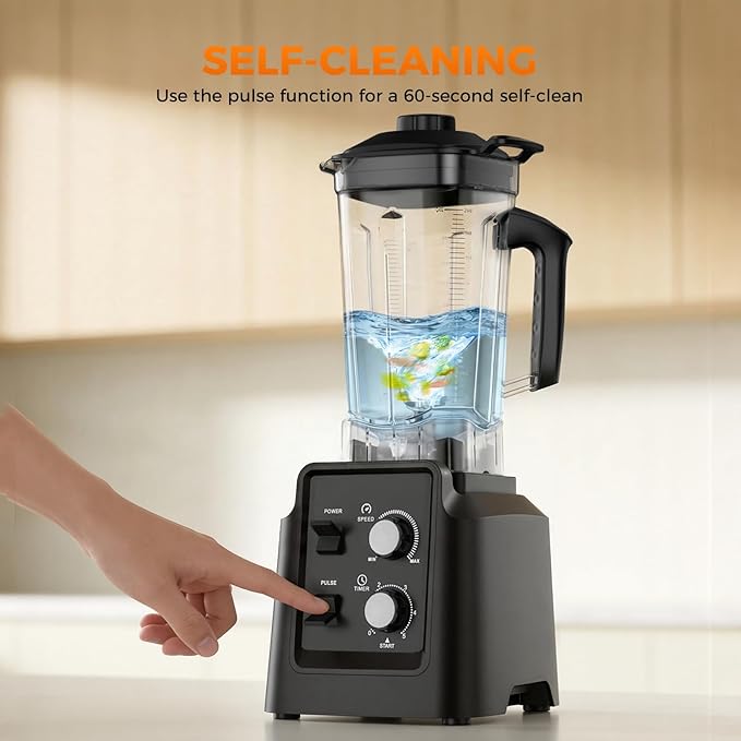 Blender for Smoothies 68oz Countertop Blenders for Kitchen with 20oz Grinder Cup 1800W Smoothie Blender Ice Crushing Frozen Fruit Protein Shake Maker with Timer Self Cleaning Black