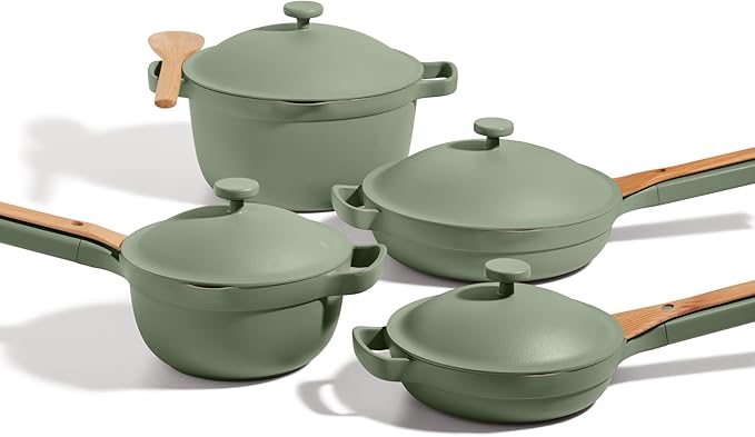Our Place Cookware Set - Complete 13-Piece Set Including Always Pan 2.0 Mini Always Pan Perfect Pot and Mini Perfect Pot | Multifunctional Toxin-Free Nonstick | Replaces 36 Pieces | Sage