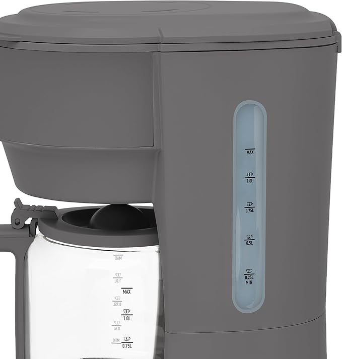 Haden Chelsea 10 Cup Digital Drip Coffee Maker with Glass Carafe Grey &amp Chrome
