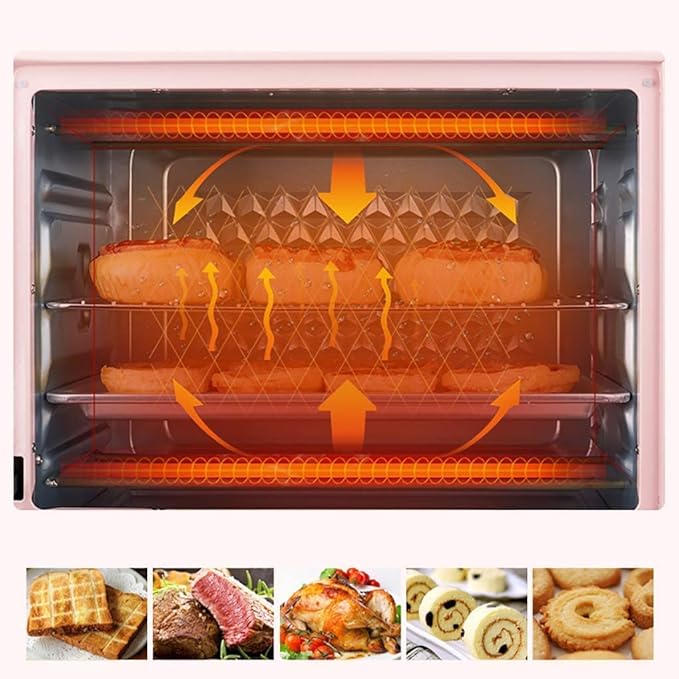 Multi-Function Oven 40 L 1600W Rotisserie Circulating Air Function 60 Minutes Timer Double Glass Door Top and Bottom Heat