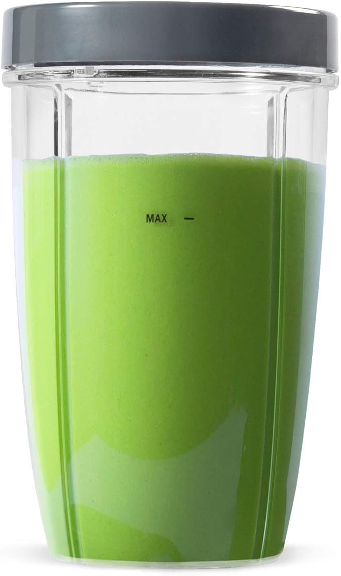 nutribullet Personal Blender for Shakes Smoothies Food Prep and Frozen Blending 24 Ounces 600 Watt Gray (NBR-0601) and NutriBullet 24 Ounce Tall Cup with Standard Lip Ring Clear/Gray