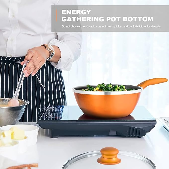 Nonstick pan pan set wok soup milk pot 3 piece set orange