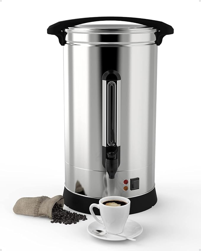 16 L/110 Cups Coffee Urn 4.2 gal Double Wall Commerical Coffee Maker for Buffet Catering Wedding Gathering Large Capacity Hot Coffee Dispenser Stainless Steel Hot Water Urn