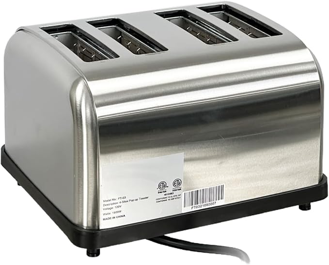 Commercial Manual 4 Slice Toaster ETL
