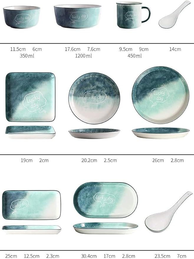 Nordic Style Ceramics Dinnerware Set Simplicity Japanese-Style Dinner Sets Bowl/Plate/Dish Porcelain Combination Set For Home