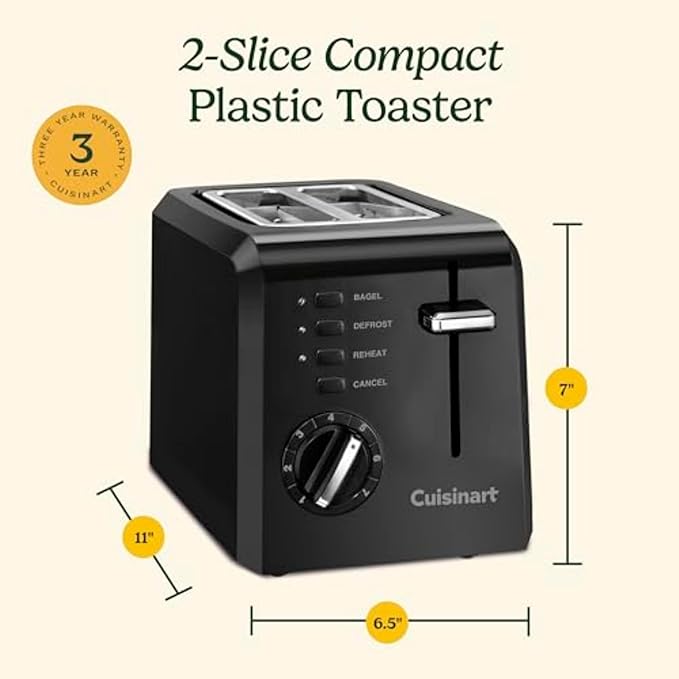 Cuisinart CPT-122BK 2-Slice Compact Plastic ToasterBlack(Pack of 4)
