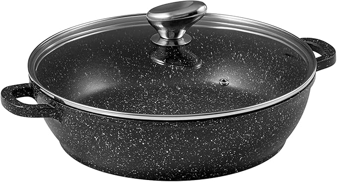 Pradel Excellence - PCUI001016 - Premium Cast Aluminium Slow Cooker Ø28cm Glass Lid - Stone-Effect Non-Stick Coating - Removable Handle - All Heat Sources