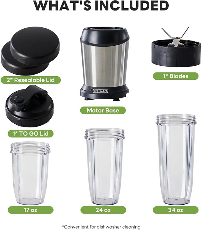 Sweetcrispy Smoothie Blender Personal Blender Set for Kitchen Smoothies Maker With BPA-Free Portable Cups For Shakes Sauces Juice Ice Crushing