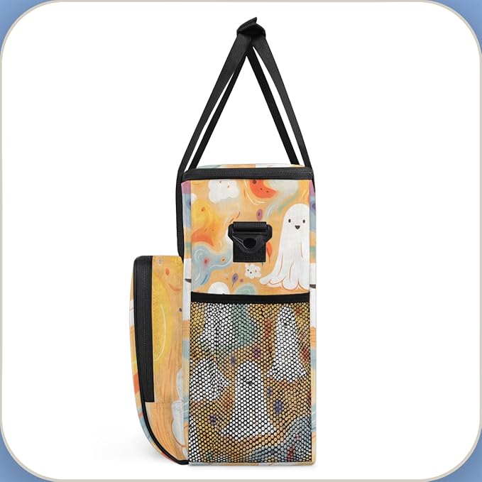 Halloween Ghosts Coffee Maker Carrying Bag Oil Painting Ghosts Travel Storage Bag Compatible with K-Mini or K-Mini Plus Single Serve Coffee Brewer Carrying Case with Pockets &amp Shoulder Strap