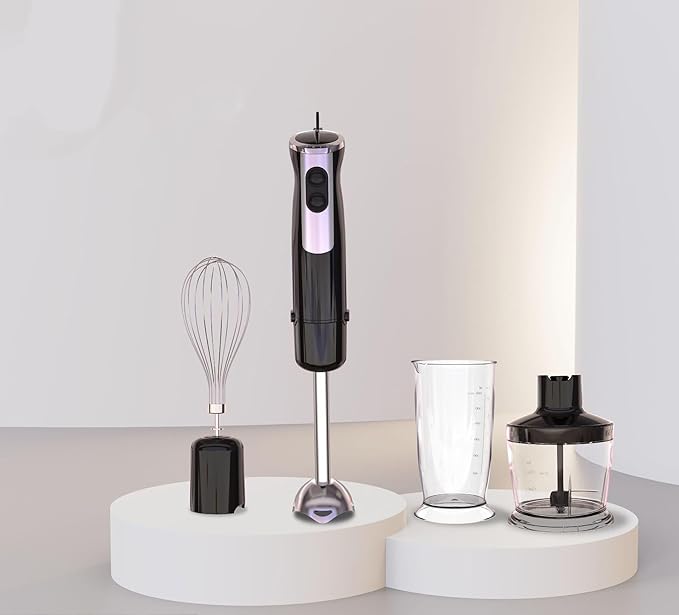 Immersion Hand Blender 600W Hand Mixer With Stainless Steel Blade Black Stick Blender Container Chopper for Baby Food Smoothies Soup