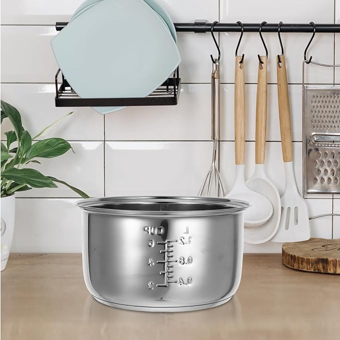1Pc 3L Rice Cooker Cup Stainless Steel Inner Bowl Non-Stick Inner Pot Upgrade Even Heating for Perfect Rice Pots for Multi-Cookers Easy to Clean and Dishwasher Safe