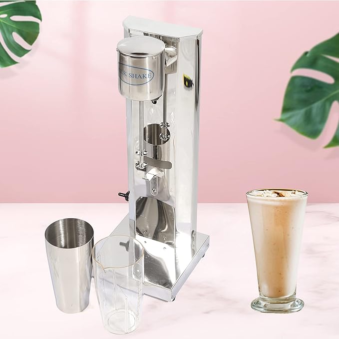 Commercial Milkshake Machine Electric Single Head Classic Blender Equipped With 650ml Stainless Steel Milkshake BlenderFor Making Beverages In Milk Tea Shops And Cafes (Silver Single Head)