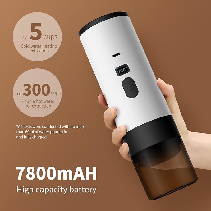 Portable Espresso Machine 3-in-1 15Bar Wireless Coffee Maker with 7800mAh Battery &amp Digital Display for Travel Camping Car Office Use Ideal for Commuters &amp Outdoor Enthusiasts