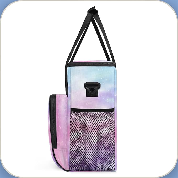 Purple Glitter Coffee Maker Carrying Bag Pink Blue Travel Storage Bag Compatible with K-Mini or K-Mini Plus Single Serve Coffee Brewer Carrying Case with Multiple Pockets &amp Shoulder Strap