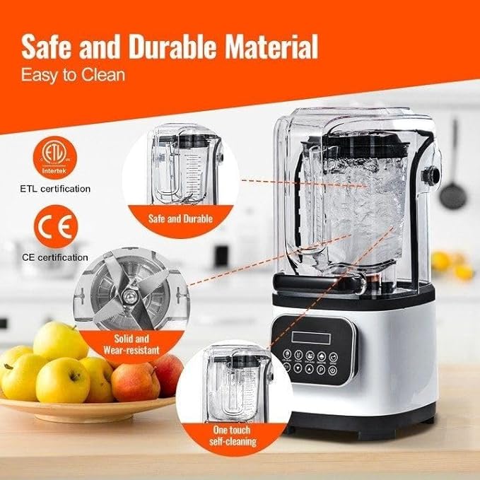 Professional with Shield Commercial Countertop Blenders 68 oz Jar Combo Stainless Steel 9 Speed &amp 5 Functions compatible with Shakes Smoothies Peree and Crush Ice White
