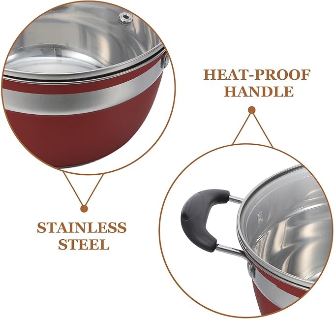 PRETYZOOM 12pcs Stainless Steel Cookware Set with Glass Lids - Induction Kitchen Pots And Pans - Including Fry Pans Saucepans Dutch Oven - Kitchen Essential Cooking Kit
