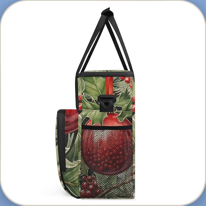 Christmas Flowers Coffee Maker Carrying Bag Cartoon Flowers Travel Storage Bag Compatible with K-Mini or K-Mini Plus Single Serve Coffee Brewer Carrying Case with Multiple Pockets &amp Shoulder Str