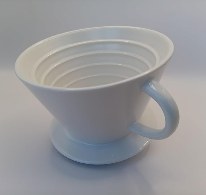 flat-bottom ceramic pour-over coffee dripper.