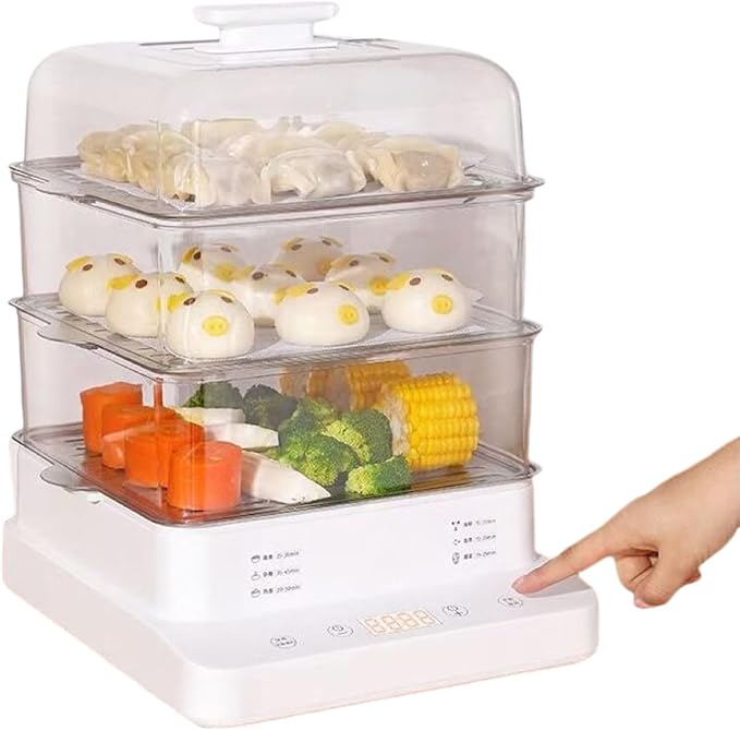 22l Electric Rice Cookers with 3-Layer Stainless Steel Steam Rack Steam Cooker for Hot Food Kitchen Steamer 6 Pre-Set Cooking Modes for Home Use 24 Hours Heat Preservation