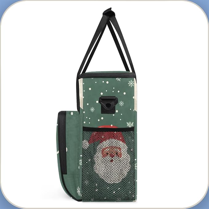 Cartoon Santa Claus Coffee Maker Carrying Bag Portable Travel Storage Tote Bag Compatible with K-Mini or K-Mini Plus Single Serve Coffee Brewer Carrying Case with Multiple Pockets &amp Shoulder Str