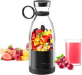 Asa Vea Mini Blender for Smoothies and Milkshakes Portable Blender Rechargeable Personal Size Blender with Quota Outer Travel Lid with 4 Blades 11 oz for Outdoors Camping (Black)