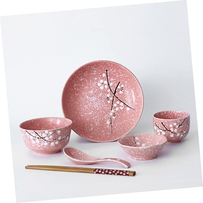 Japanese-style Tableware Set 12pc Ceramic Dinnerware Floral Kit Service Set Home Tableware
