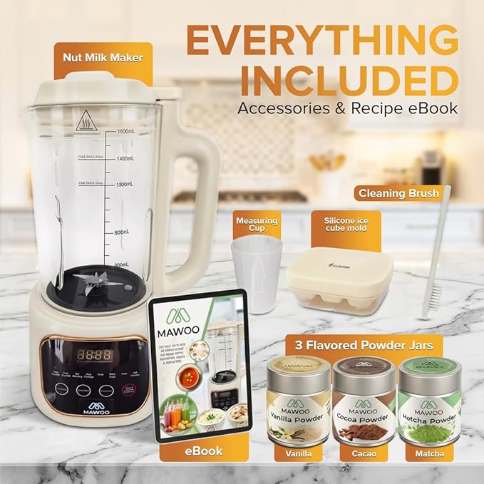 Nut Milk Maker 10-in-1 54 oz Soy Milk Machine with Aroma Boxes Included 35000 RPM Auto Cleaning 24H Delay Start 4H Keep Warm – Almond Oat Cashew Soup &amp More