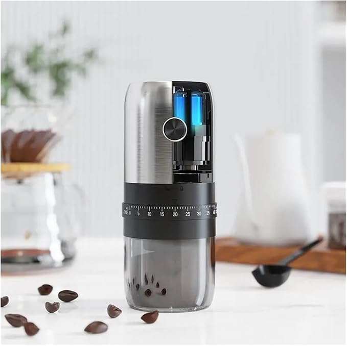 Portable Coffee Machine 2Pcs Portable Coffee Grinder Electric USB Rechargeable Home Outdoor Blender Adjustable Coffee Bean Grindingfor Outdoor Travel Picnic(Black)