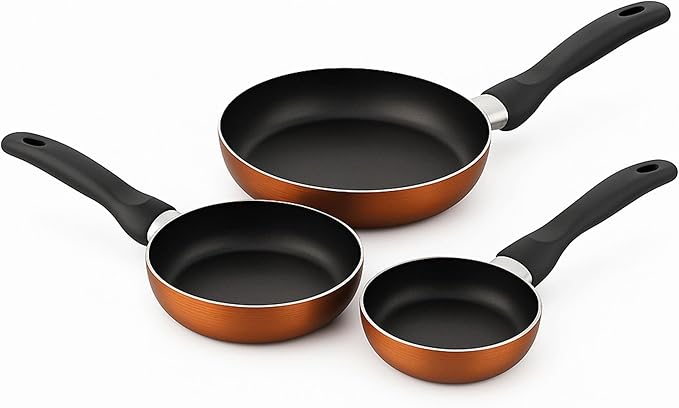 Well Home 5-Piece Cookware Set Stainless Steel + 3 Pans Diameter 16 x 20 x 24 cm Metallic Bronze Pressed Aluminium