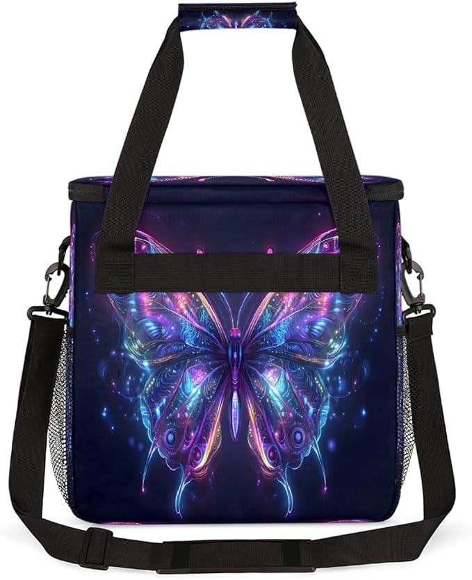 Glowing Butterfly Coffee Maker Carring Bag Travel Carrying Storage Tote Bag Compatible with Keurig K-Mini or K-Mini Plus Portable Single Serve Coffee Brewer Case with Pockets for K-cup Pods