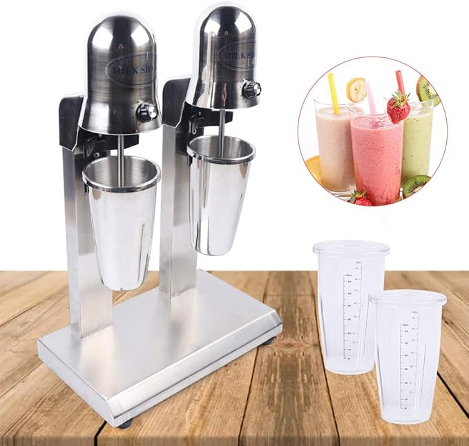 650ML Milkshake Machine Electric Milk Shakers 560W Commercial Milkshake Machine 15000rpm Milkshake Maker Machine Double Head Drink Mixer Stainless Steel Milk Shaker Maker Mixer Smoothie Milk