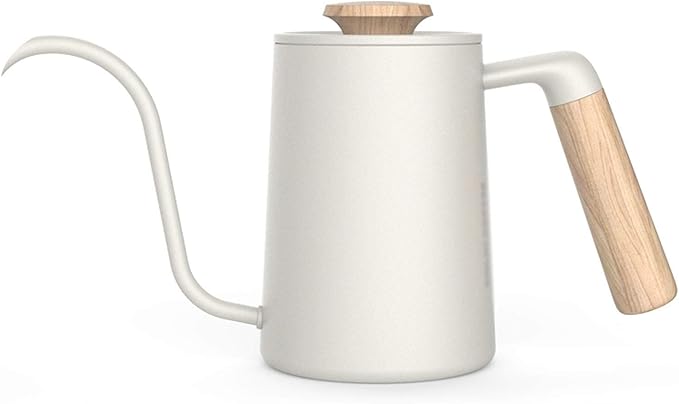 Liudan Coffee Maker Fine Coffee Pot Handmade Coffee Pot Initial Watering Can 304 Stainless Steel Household Coffee Pot Morning Mist White 600ml Coffee Presses (Color : White)