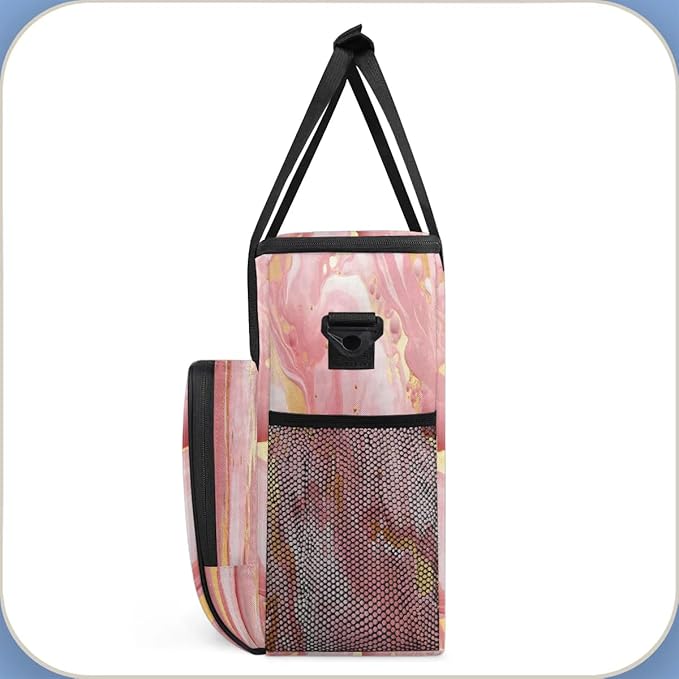 Pink Gold Marble Coffee Maker Carrying Bag for Keurig K-Mini or K-Mini Plus Storage Portable Coffee Maker Travel Bag