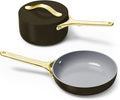 Caraway Mini Cookware Set - Non-Stick Ceramic Fry Pan (1.05 qt 8) Sauce Pan (1.75 qt) &amp Storage Rack - Non Toxic PTFE &amp PFOA Free - Oven Safe &amp Stovetop Agnostic (Gas Electric &amp In