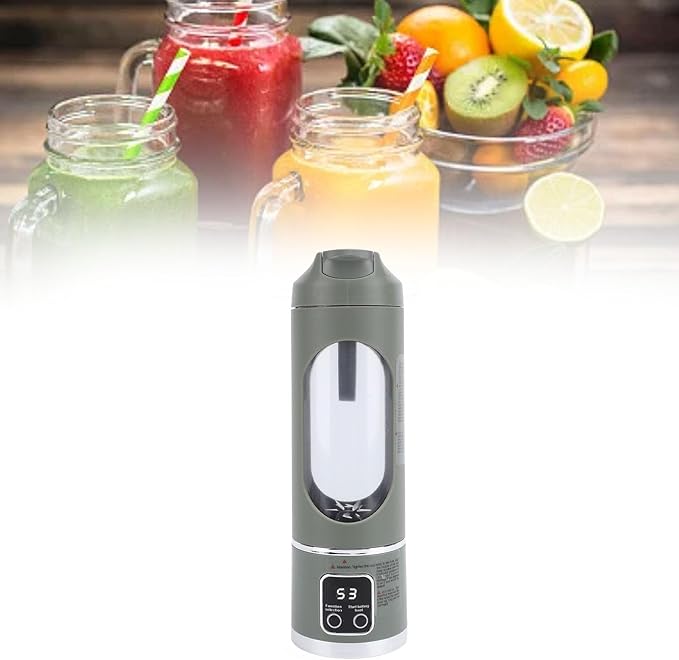 450ML Portable Juicer Cup - USB Rechargeable Travel Blender with 12 Blades &amp 3 Speeds - Smoothies &amp Fruit Juices for Home Office and Outdoors (Green)