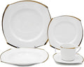 Royalty Porcelain Fancy Square Design 20-pc Dinnerware Set 'Golden Wave' Premium Porcelain