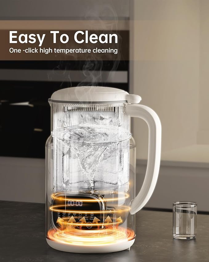 KDV 8-in-1 Nut Milk Maker 32oz Automatic Plant Milk Machine with Delay Start Soy Almond Oat Milk Stainless Steel Blender