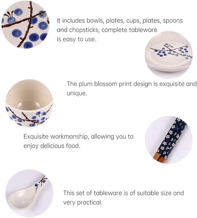 Hemoton Japanese Ceramic Dinnerware Set 6-Piece Asian Tableware Plates for Home Dining Kitchen 7.3 Inch Square Blue Dishware Set