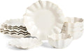 Marchesa Lotus 12-Piece Dinnerware Set Stoneware Plates and Bowls Set Dishwasher and Microwave Safe Dish Set for 4 White