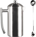 Frieling Double-Walled Stainless-Steel French Press Coffee Maker Brushed 44 Ounces Plus 18/10 Stainless Steel Coffee Scoop/Stirrer 2 TBLS