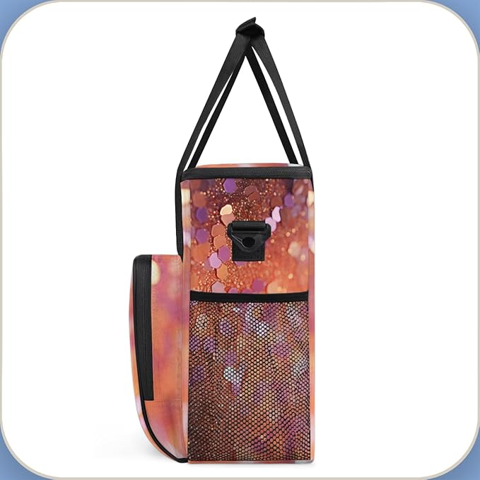Glitter Coffee Maker Carrying Bag Rust Red Portable Travel Storage Tote Bag Compatible with K-Mini or K-Mini Plus Single Serve Coffee Brewer Carrying Case with Multiple Pockets &amp Shoulder Strap