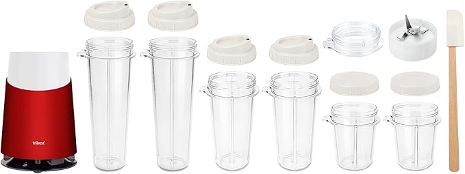 Tribest Personal Blender II Small Portable Blender for Shakes and Smoothies with BPA-Free Cups Red