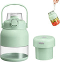 Electric Citrus Juicer 17 Oz Portable Blender for Shakes and Smoothies Rechargeable Mini Blender Cup Exprimidor de Naranjas Electrico with Straw and Two Lids for Home Travel Camping(500MLGreen)