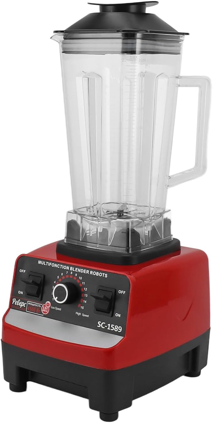 Countertop Blender 4500W Professional Blender with 6 Stainless Steel Blades Powerful Commercial Blender for Meat Ice Fruit (US Plug 110V)