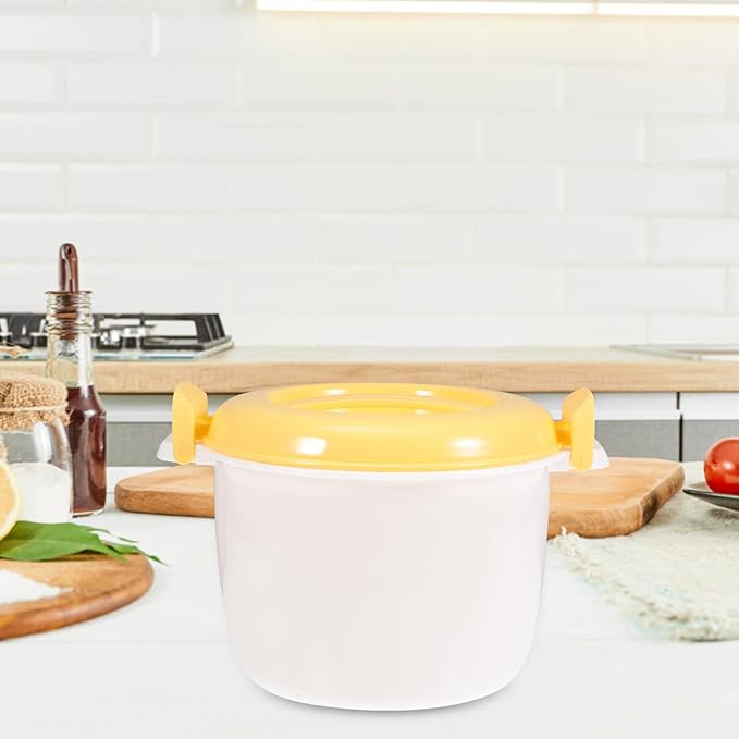 Hemoton 2pcs Microwave Food Container Rice Cooker Food Container: 1L Pasta Cooker Maker Oven Rice Cooker Microwave Cookware for Rice Chicken Pasta Rice Cooking Pot